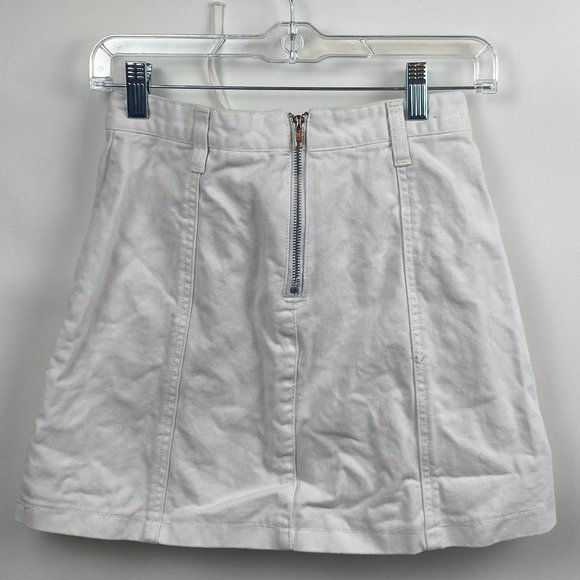 Forever 21 Small White Skirt Criss Cross Tie Denim - Picture 2 of 6
